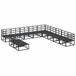 vidaXL Ensemble de canapé de jardin avec coussin 11 Pièces Noir Aluminium