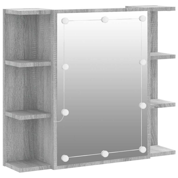 vidaXL Armoire à miroir avec LED Sonoma gris 70x16 5x60 cm