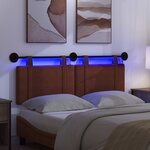 vidaXL Tête de lit suspendue Avec lumière LED Brun Brillant PU antique