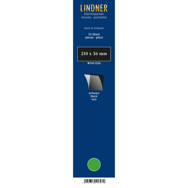 Bandes simple soudure 210 x 36 mm pour timbres-poste. Fond - Noir