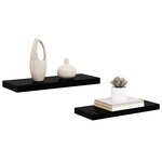vidaXL Étagère murale flottante 2 Pièces Noir brillant 60x23 5x3 8 cm MDF