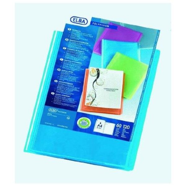 Protège-documents 'transparence personnalisable' A4 60 pochettes Bleu ELBA