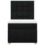 vidaXL Sommier à lattes de lit et matelas Noir 80x200 cm Tissu