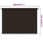 vidaXL Store roulant d'extérieur 200x140 cm Marron PEHD