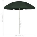vidaXL Parasol de plage Vert 240 cm