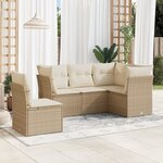 vidaXL Salon de jardin avec coussins 5 Pièces beige résine tressée