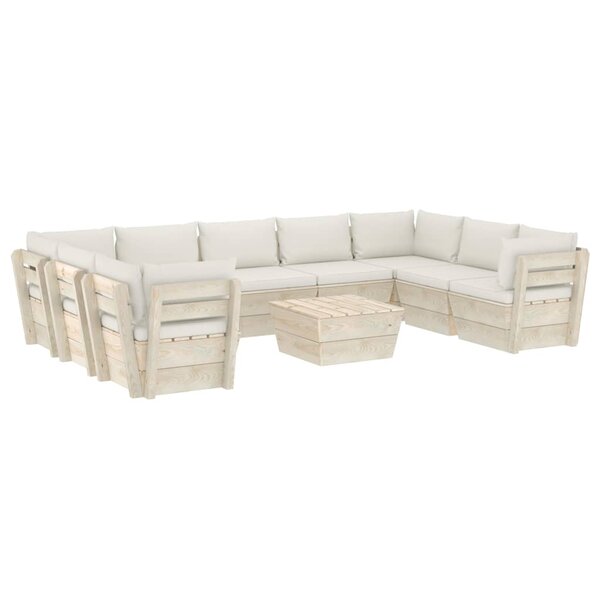 vidaXL Salon de jardin palette 10 Pièces avec coussins bois d'épicéa