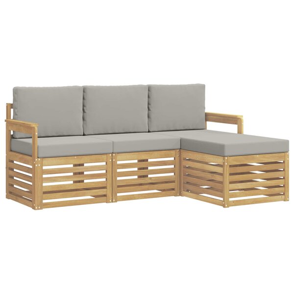 vidaXL Ensemble de canapés d'extérieur 4 pc Blanc et gris clair
