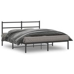 vidaXL Cadre de lit métal sans matelas avec tête de lit noir 150x200cm