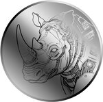 Monnaie RHINO Cyberpunk 1/1000 Oz Palladium 12$ Liberia 2026 (PRÉCOMMANDE)
