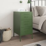 vidaXL Table de chevet vert olive 36x39x68 cm acier