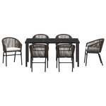 vidaXL Ensemble de salle à manger pour jardin 7 Pièces Marron Poly rotin