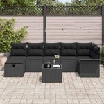 vidaXL Ensemble de canapé de jardin avec coussin 8 Pièces Noir polyrotin