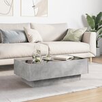 vidaXL Table basse avec LED gris béton 90x50x30 cm bois d'ingénierie