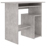 Bureau table poste de travail meuble d'ordinateur informatique étude 80 x 45 x 74 cm bois d’ingénierie gris 02_0023847
