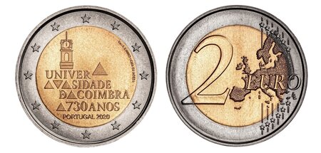 Pièce de monnaie 2 euro commémorative Portugal 2020 – Université de Coimbra