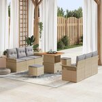 vidaXL Ensemble de canapé de jardin 9 Pièces Beige  Gris clair