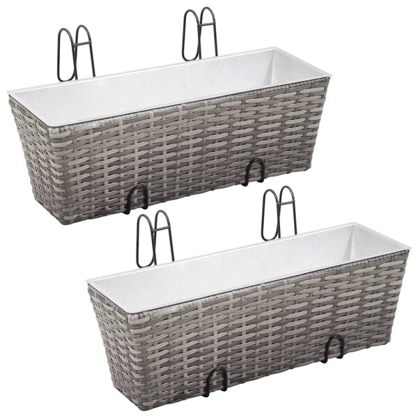 vidaXL Lits surélevés de balcon 2 Pièces 50 cm Gris Résine tressée