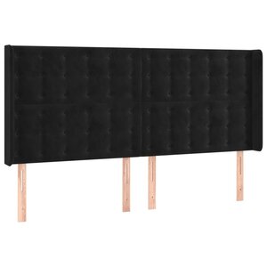 vidaXL Tête de lit avec oreilles Noir 183x16x118/128 cm Velours