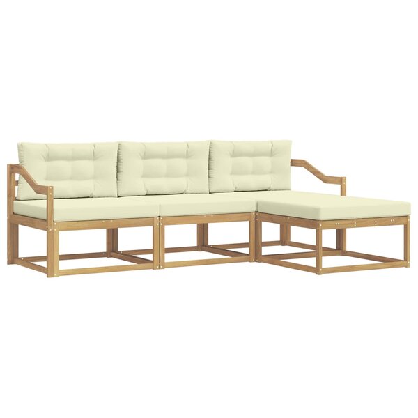 vidaXL Ensemble de canapés d'extérieur 4 pc Blanc et crème Polyester
