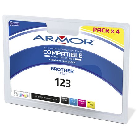 Cartouche d'encre remanufacturée compatible brother lc123 - pack 4 couleurs (paquet 4 unités)