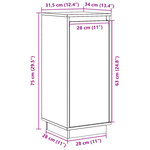vidaXL Buffets 2 Pièces Blanc 31 5x34x75 cm Bois massif de pin