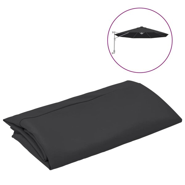 vidaXL Tissu de remplacement pour parasol déporté noir 300 cm