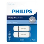 Philips clés usb 2.0 snow 32 go 2 pièces blanc et gris