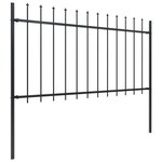 vidaXL Clôture de jardin avec dessus en lance Acier 1 7 x 1 m Noir