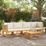 vidaXL Salon de jardin avec coussins 4 Pièces bois d'acacia massif