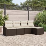 vidaXL Ensemble de Canapé de Jardin 5 Pièces avec Coussins en Rattan Brun
