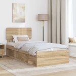 vidaXL Cadre de lit avec tête de lit Sonoma 100 x 200 cm Pin massif