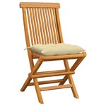 vidaXL Chaises de jardin et coussins blanc crème lot de 6 Teck massif