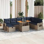 vidaXL Salon de jardin avec coussins 9 Pièces gris résine tressée acacia
