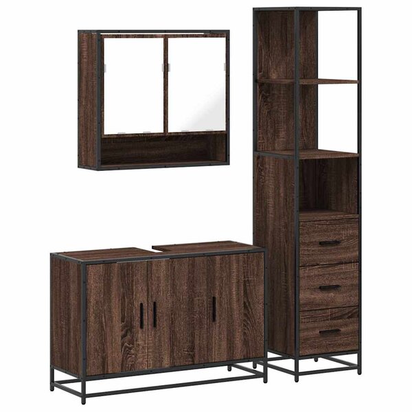 vidaXL Ensemble de meubles de salle de bain 3 Pièces Chêne marron