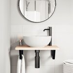 vidaXL Étagère de vasque murale acier et bois de chêne massif