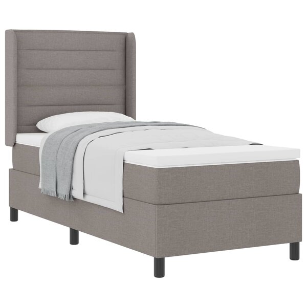 vidaXL Lit à ressorts avec matelas Taupe 90 x 190 cm tissu