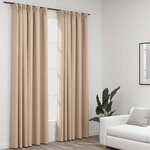 vidaXL Rideaux occultants aspect lin et crochets 2 Pièces beige 140x225cm