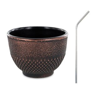 Tasse en fonte noire et bronze 0 15 L + 4 pailles en inox
