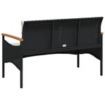 vidaXL Banc de jardin avec coussins 116x62 5x74 cm noir résine tressée