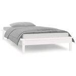 vidaXL Cadre de lit à LED sans matelas blanc 90x200 cm bois massif