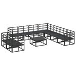 vidaXL Ensemble de canapé de jardin avec coussin 10 Pièces Noir Aluminium