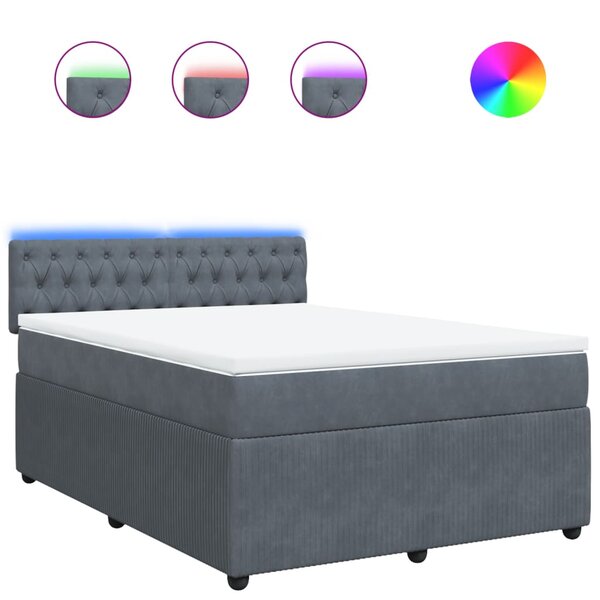 vidaXL Sommier à lattes de lit et matelas Gris foncé 140x200cm Velours