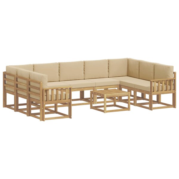 vidaXL Ensemble de canapés d'extérieur 10 pc Blanc et Beige Polyester
