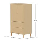 Flexa SAGA Armoire 2 portes et 2 tiroirs a facades rainurees Beige sable Oat Pieds et boutons en chene