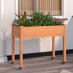 vidaXL Jardinière sur roues avec doublure brun 118x59x80 cm bois sapin