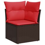vidaXL Salon de jardin avec coussins 9 Pièces noir résine tressée acacia