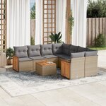 vidaXL Salon de jardin avec coussins 9 Pièces beige résine tressée