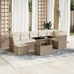 vidaXL Salon de jardin avec coussins 8 Pièces beige résine tressée