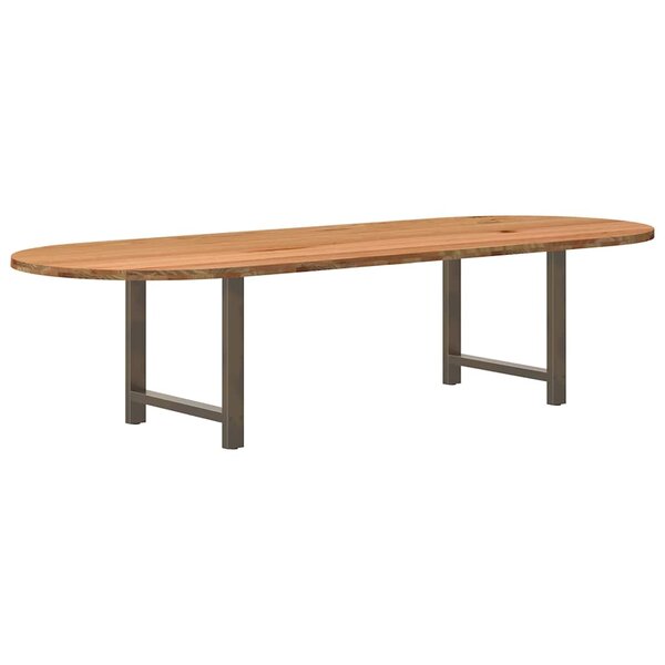vidaXL Table à manger marron clair bois de chêne massif ovale